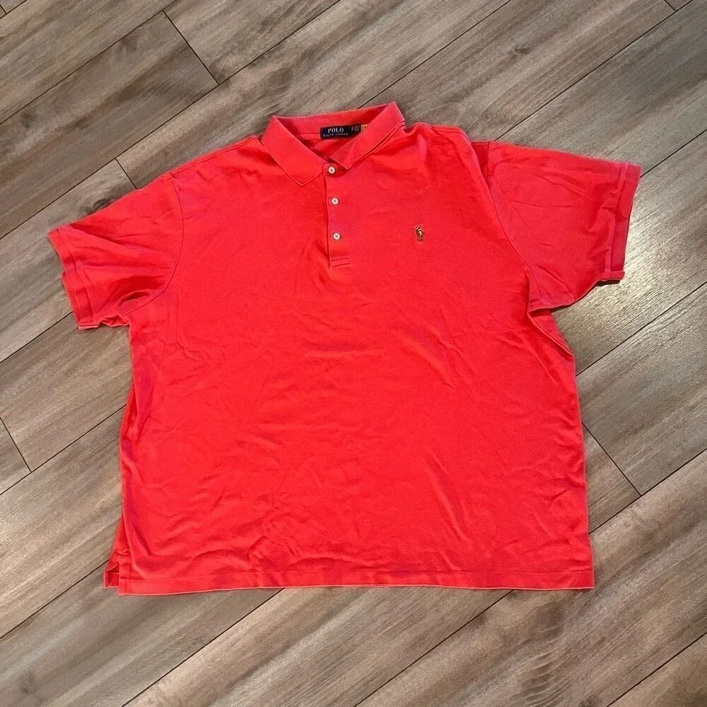 Polo Ralph Lauren‎ Mens 3XB Red Short Sleeve Cotton Mesh Polo Shirt Bin G-0